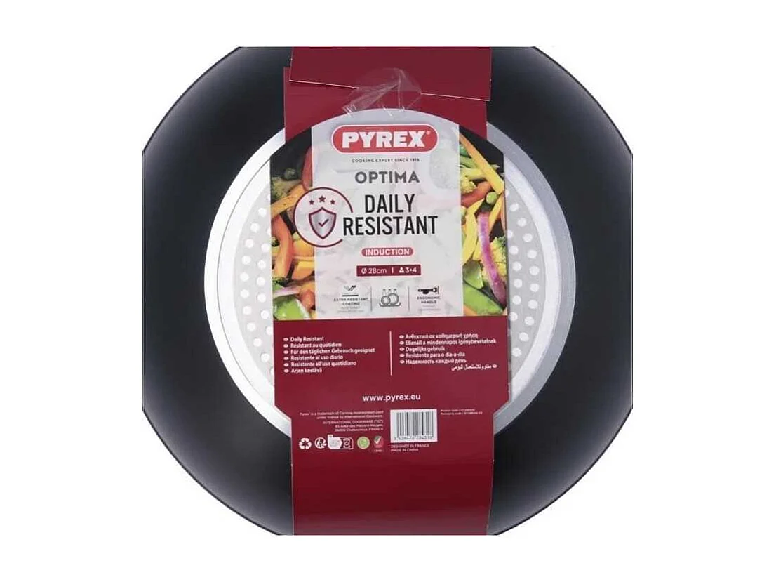 Wok - PYREX - 1455021 - En aluminium forgé - Antiadhésif - 28 cm - Sans PFAS