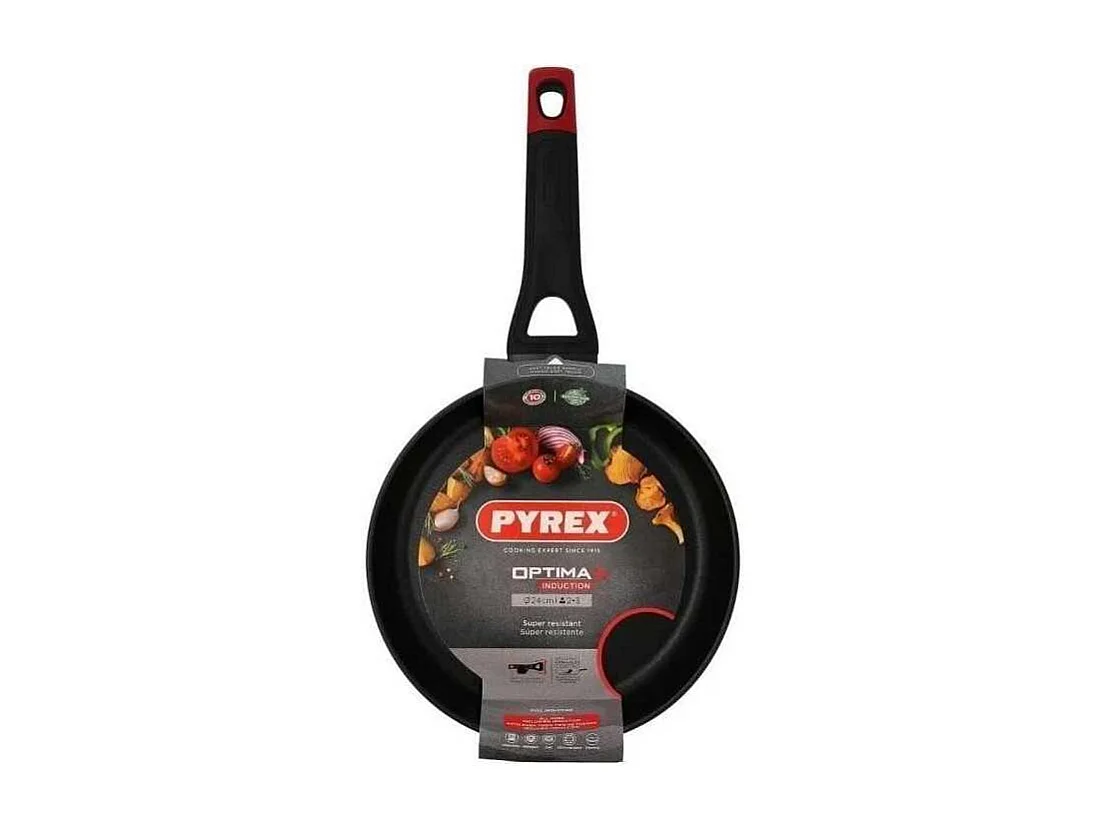 Sartén Óptima+ Pyrex aluminio forjado negro/rojo Ø24 cm