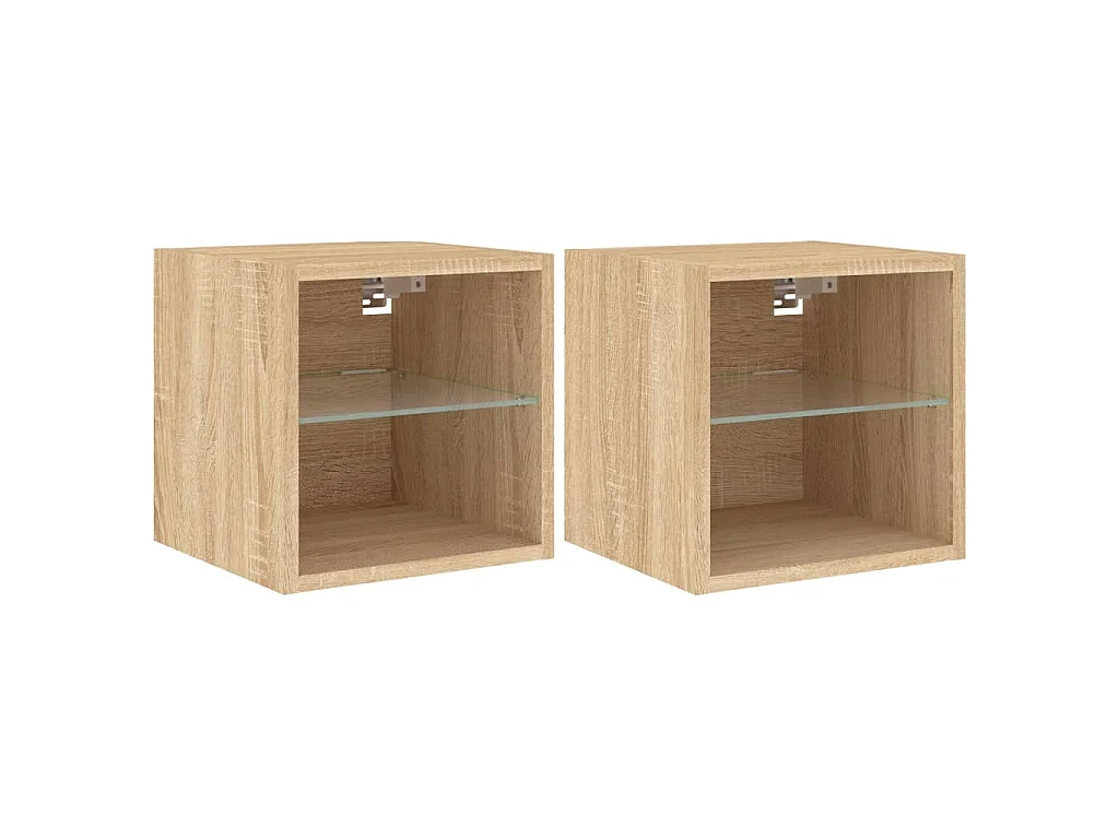 TV-Wandschränke mit LED-Leuchten 2 Stk. Sonoma-Eiche