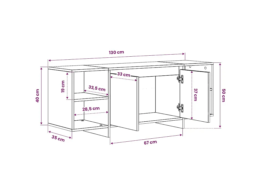 Tv-meubel 130x35x50 cm bewerkt hout artisanaal eikenkleur