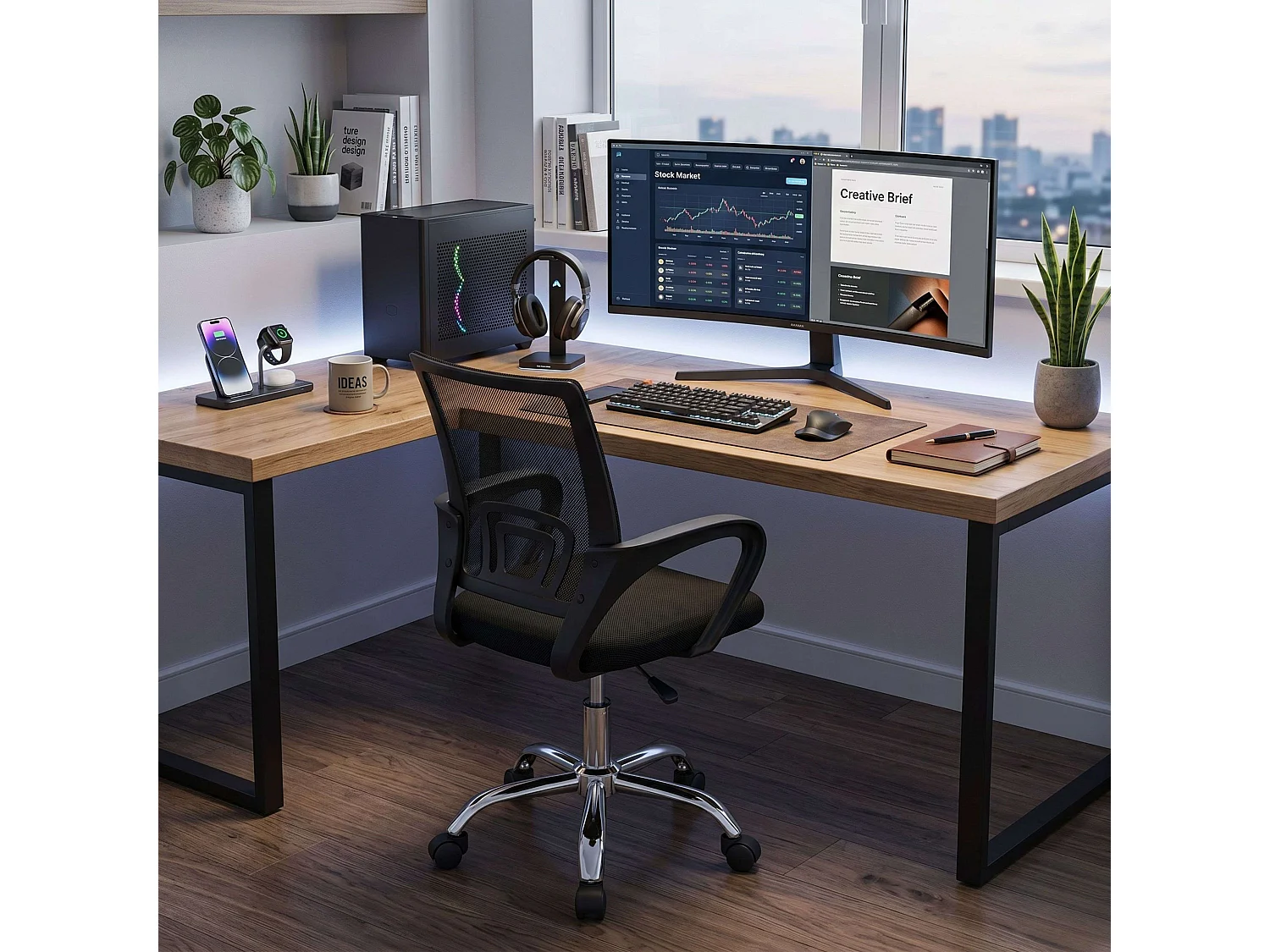 Silla Estudio Oficina Vita Negro Reposabrazos Ruedas Regulable 60x102x60 cm