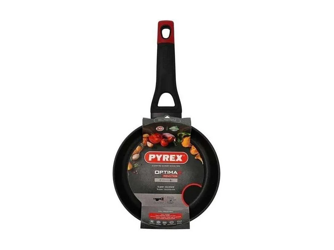 Sartén Óptima+ Pyrex aluminio forjado negro/rojo Ø20 cm