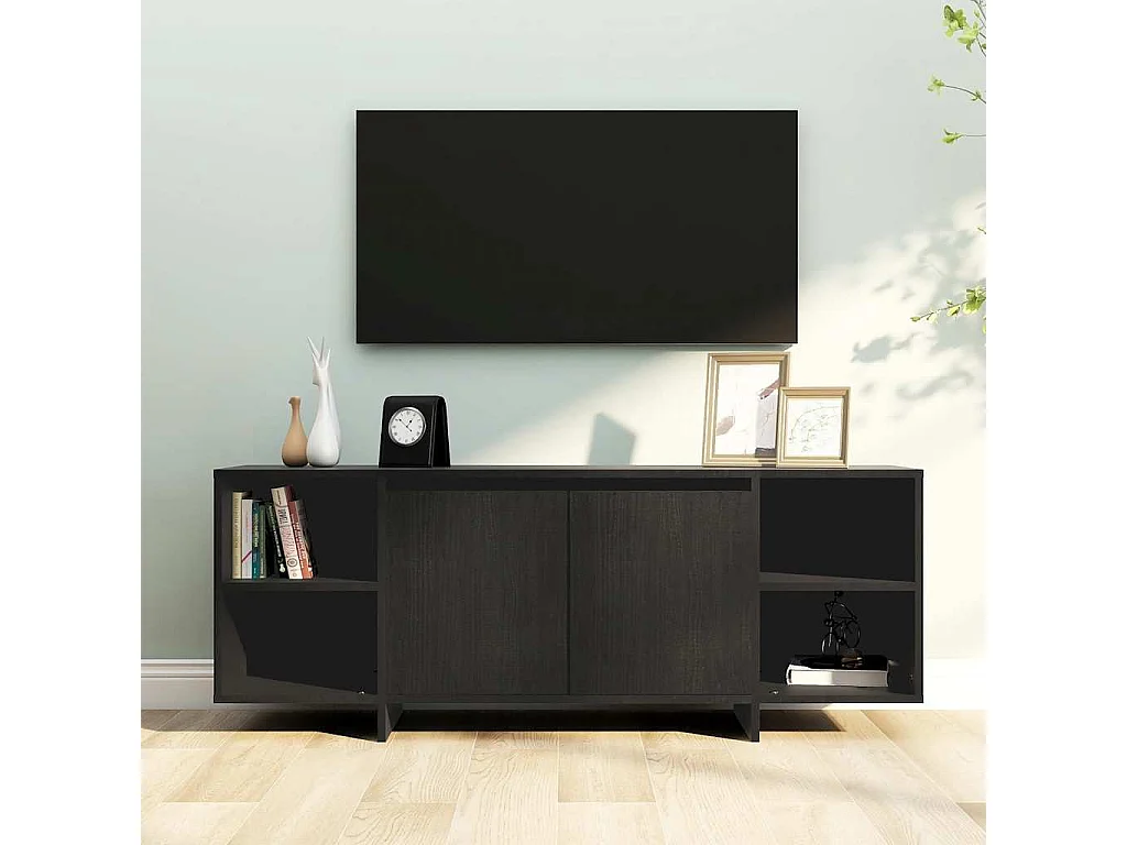 Tv-meubel 130x35x50 cm bewerkt hout zwart