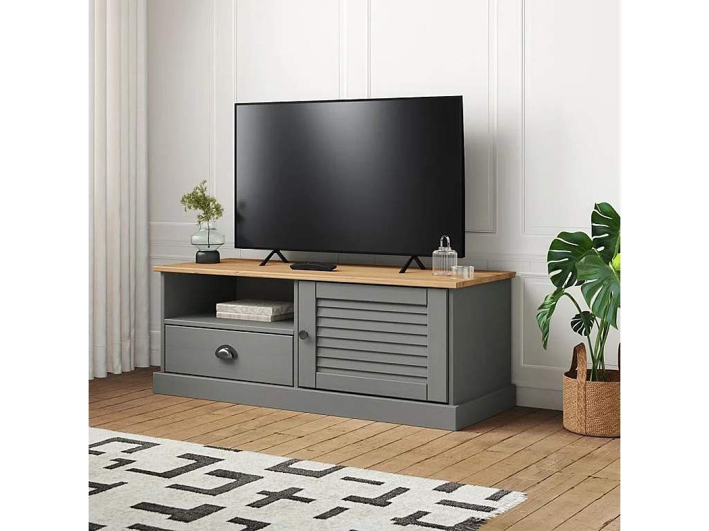 Mueble para TV VIGO madera maciza de pino gris 106x40x40 cm