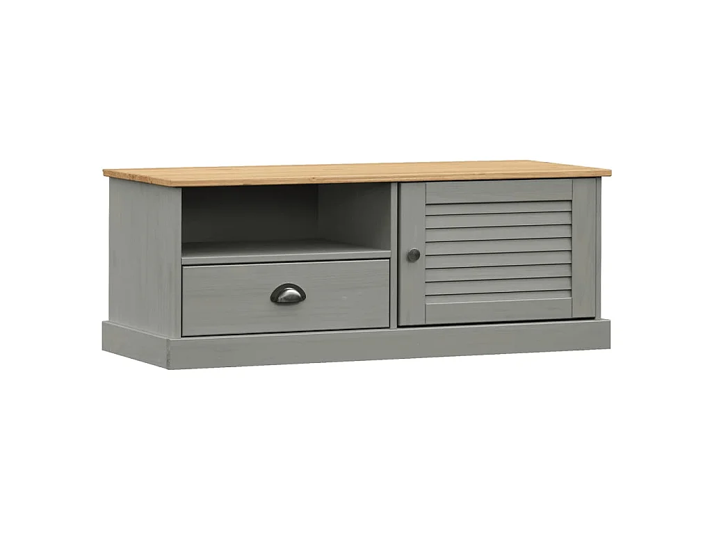 Meuble TV VIGO gris 106x40x40 cm bois massif de pin