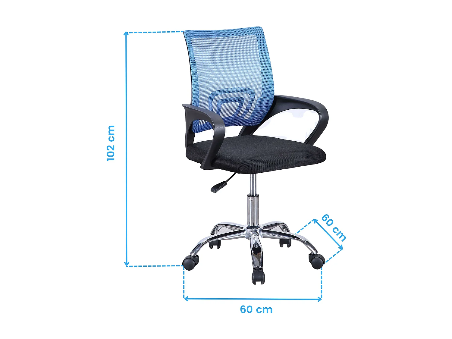 Silla Estudio Oficina Vita Colorido Azul con Reposabrazos y Ruedas 60x102x60 cm