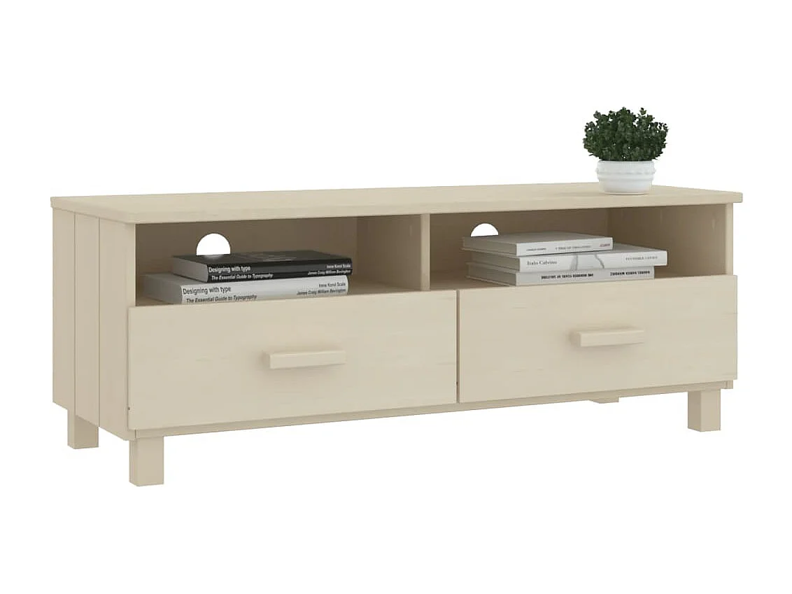 Meuble TV HAMAR Marron miel 106x40x40 cm Bois massif de pin