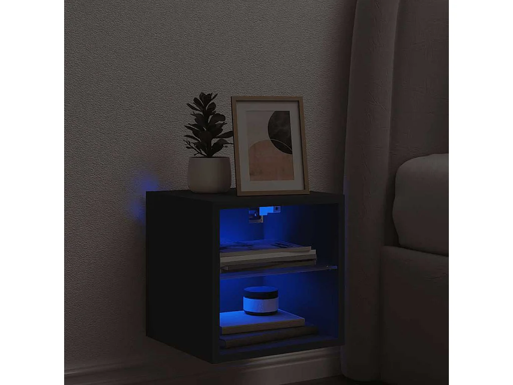 TV-Wandschrank mit LED-Leuchten Schwarz 30x28,5x30 cm