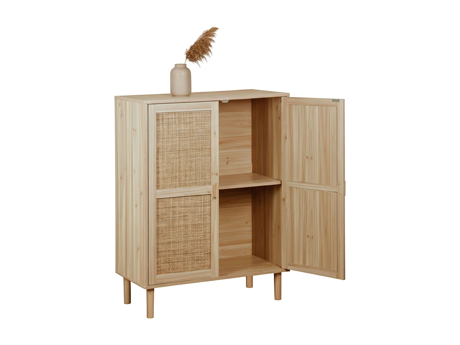 Mueble Auxiliar Décor Pino/Ratán 80x100x40 cm