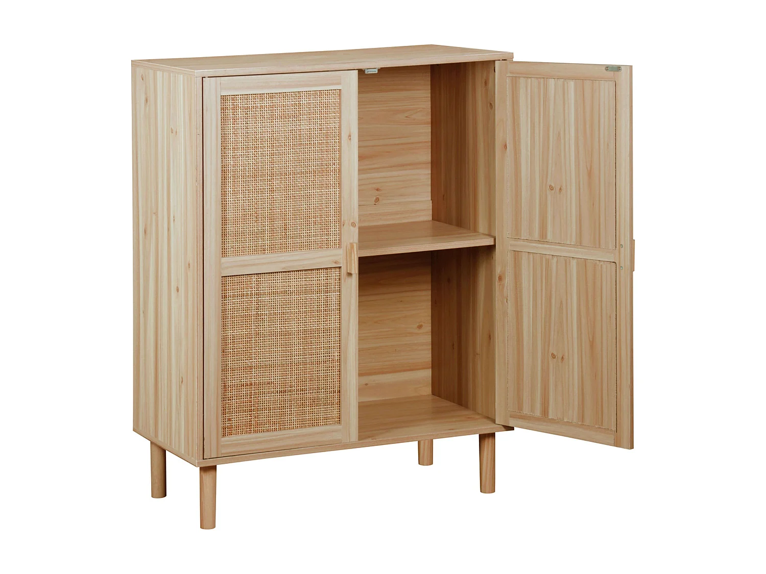 Mueble Auxiliar Décor Pino/Ratán 80x100x40 cm