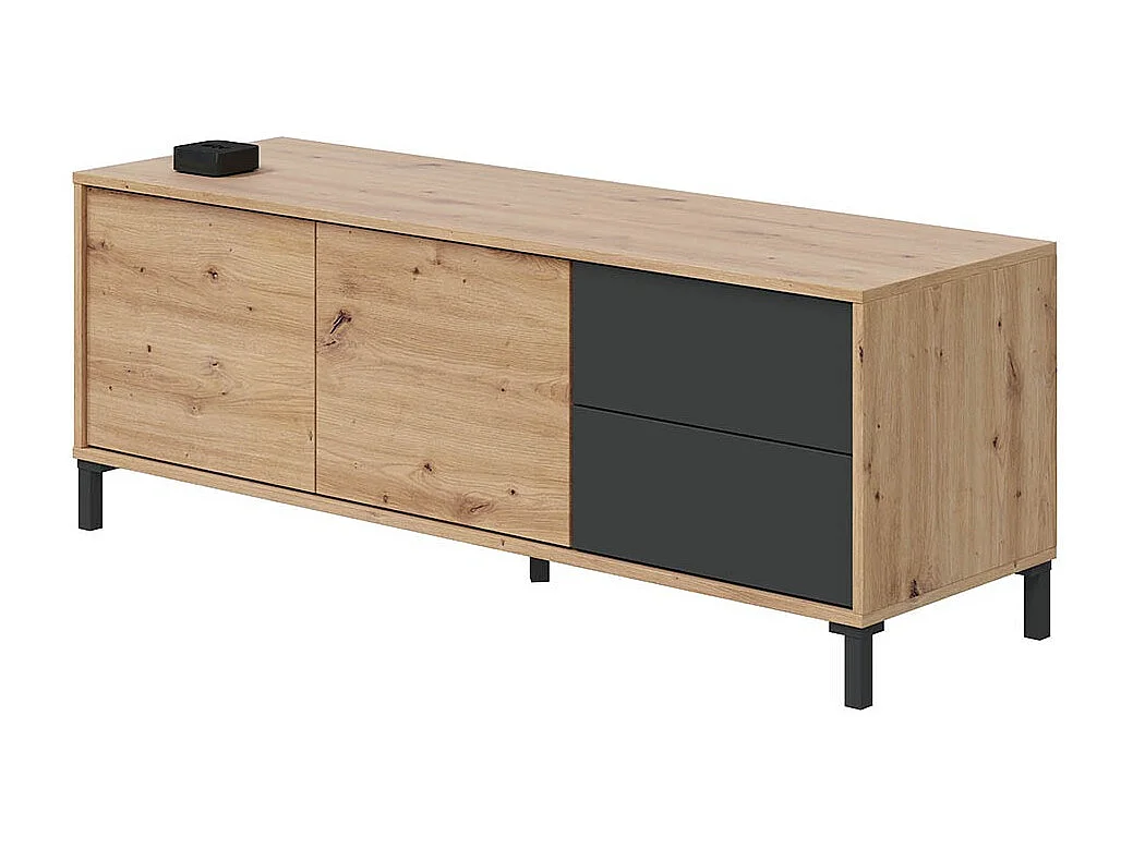 Mueble TV 130 cm Brooklyn Roble Nodi Gris Antracita Industrial