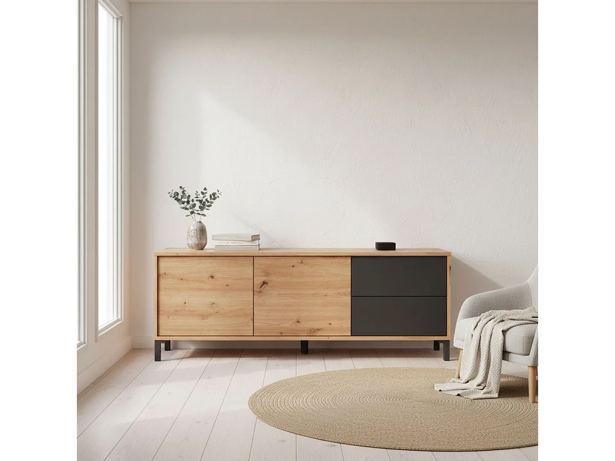 Mueble TV Brooklyn Gris Antracita - Roble Nodi