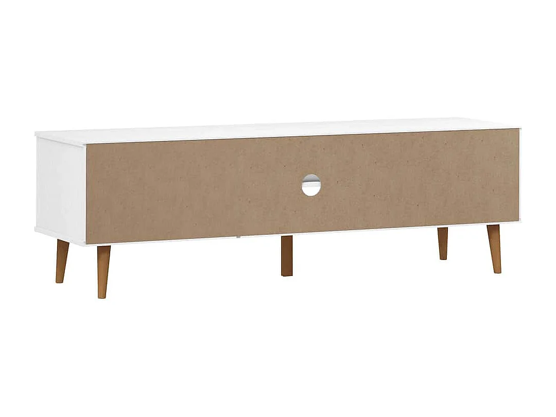 Meuble TV MOLDE Blanc 158x40x49 cm Bois de pin massif