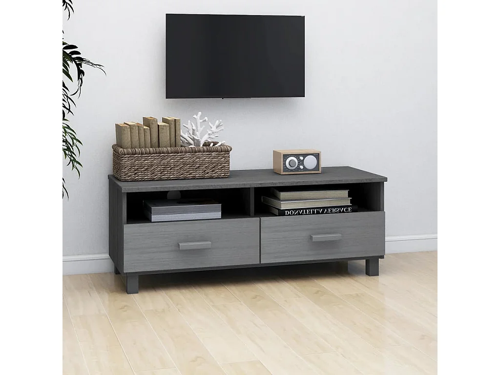 Mobile TV HAMAR Grigio Scuro 106x40x40 cm in Legno di Pino