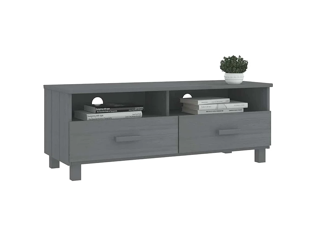 Meuble TV HAMAR Gris foncé 106x40x40 cm Bois massif de pin