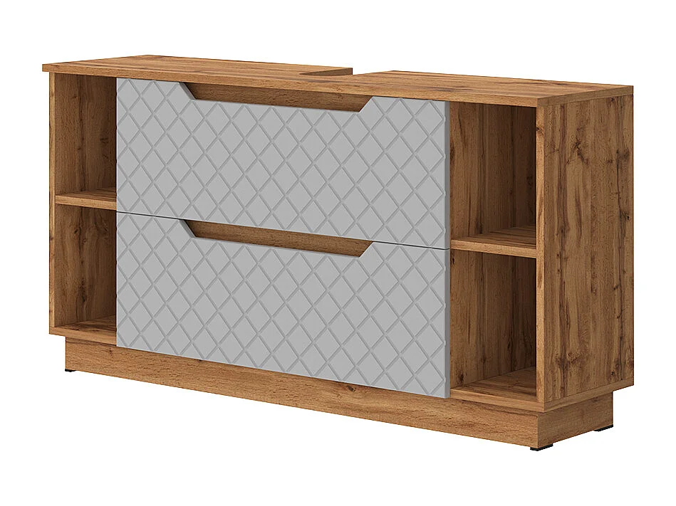 Meuble sous vasque simple chêne/gris avec structure en carreaux 119.2x32x62.5 lotta