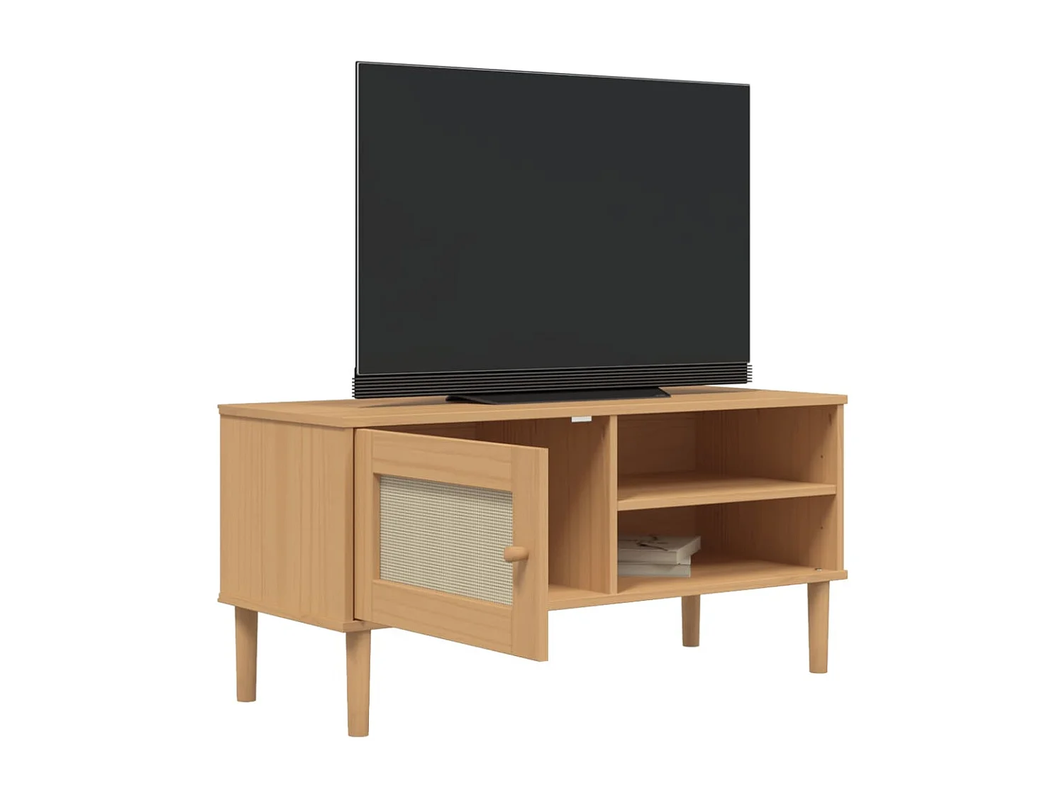 TV-Schrank SENJA Rattan-Optik Braun 106x40x49 cm Kiefernholz
