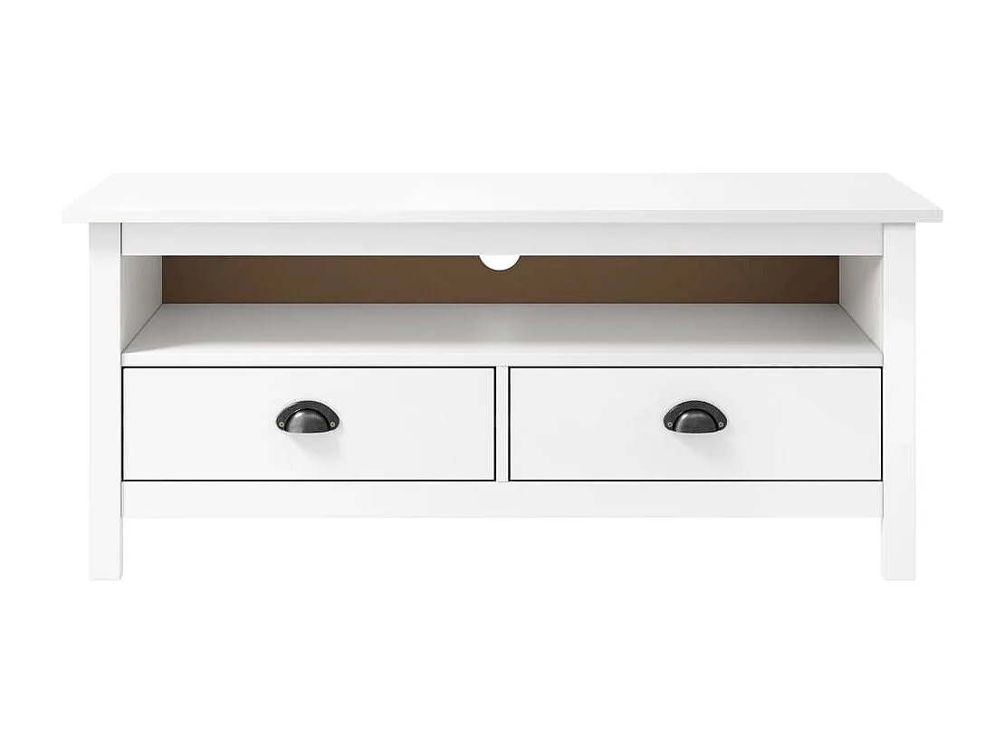 Meuble TV Hill Range Blanc 110x40x47 cm Bois de pin solide