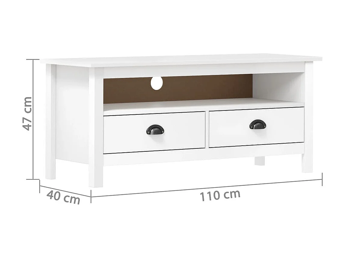 Tv-meubel Hill 110x40x47 cm massief grenenhout wit