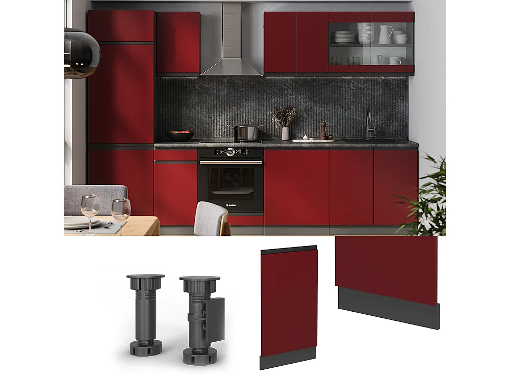 Façade de lave-vaisselle rouge 45x1.6x81.8 r-line