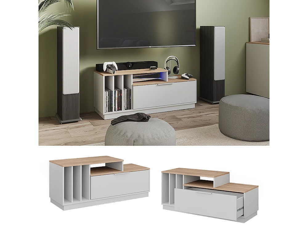 Buffet bas blanc/sonoma 120x40x49.9 betti