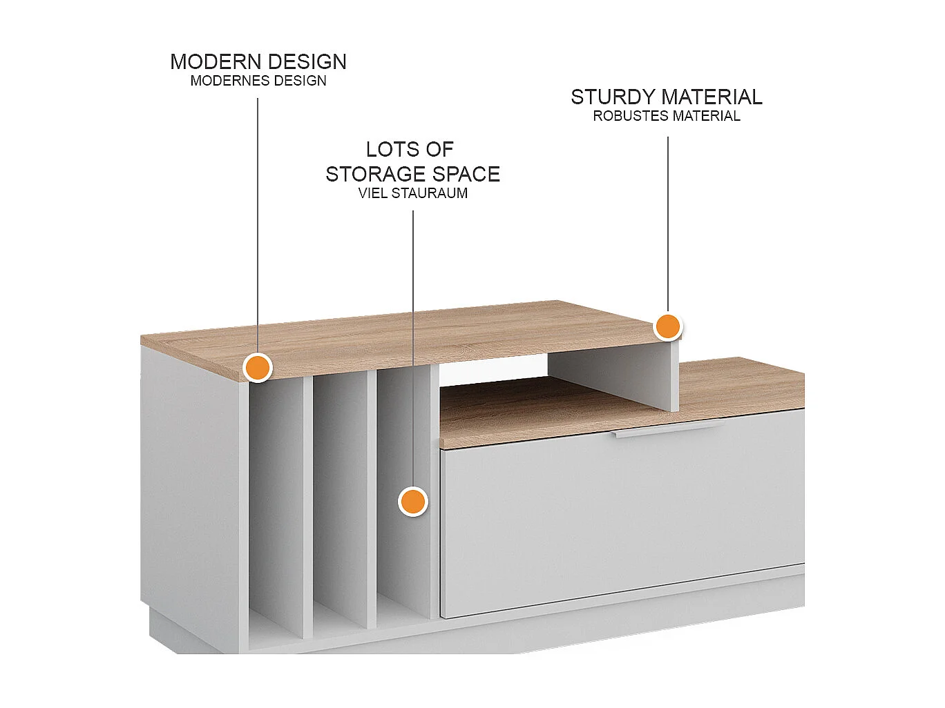 Buffet bas blanc/sonoma 120x40x49.9 betti