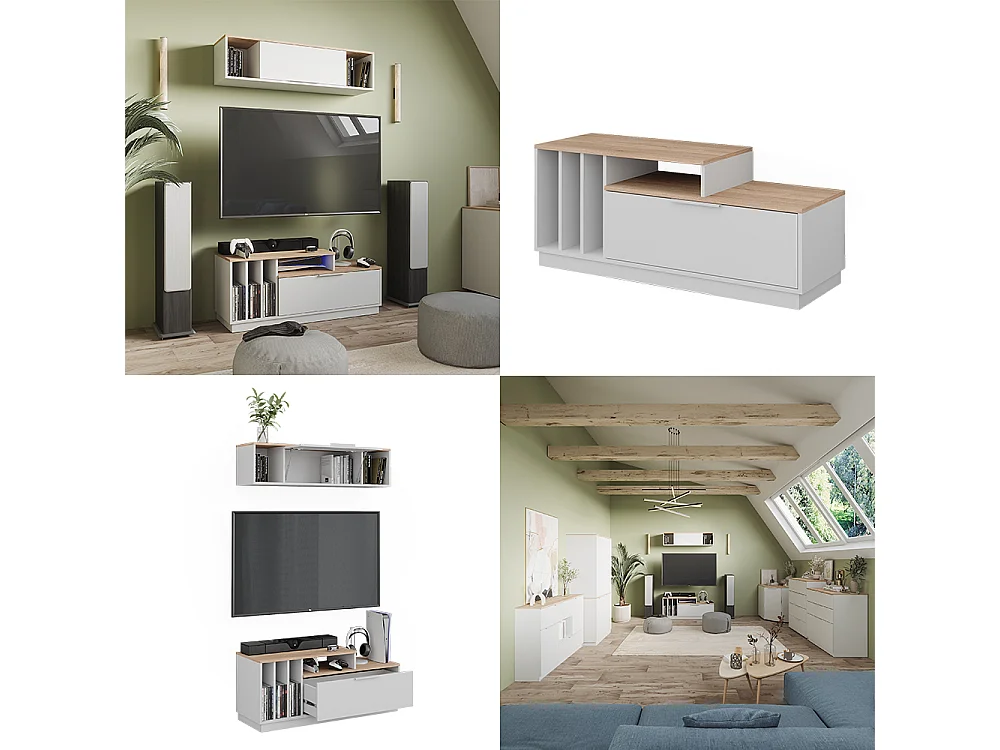 Buffet bas blanc/sonoma 120x40x49.9 betti