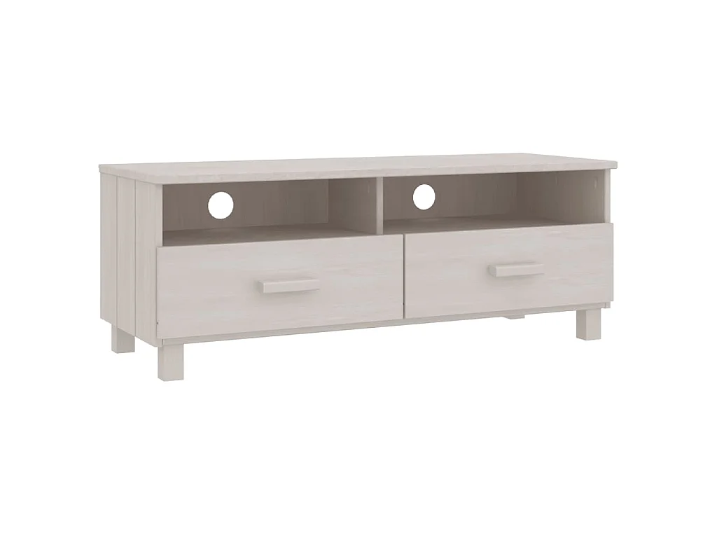 Meuble TV HAMAR Blanc 106x40x40 cm Bois massif de pin