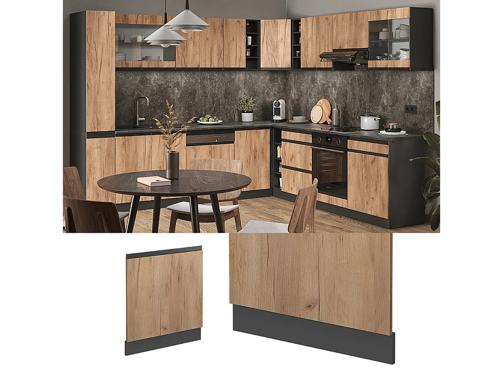 Façade de lave-vaisselle chêne de force doré 60x1.6x81.8 r-line