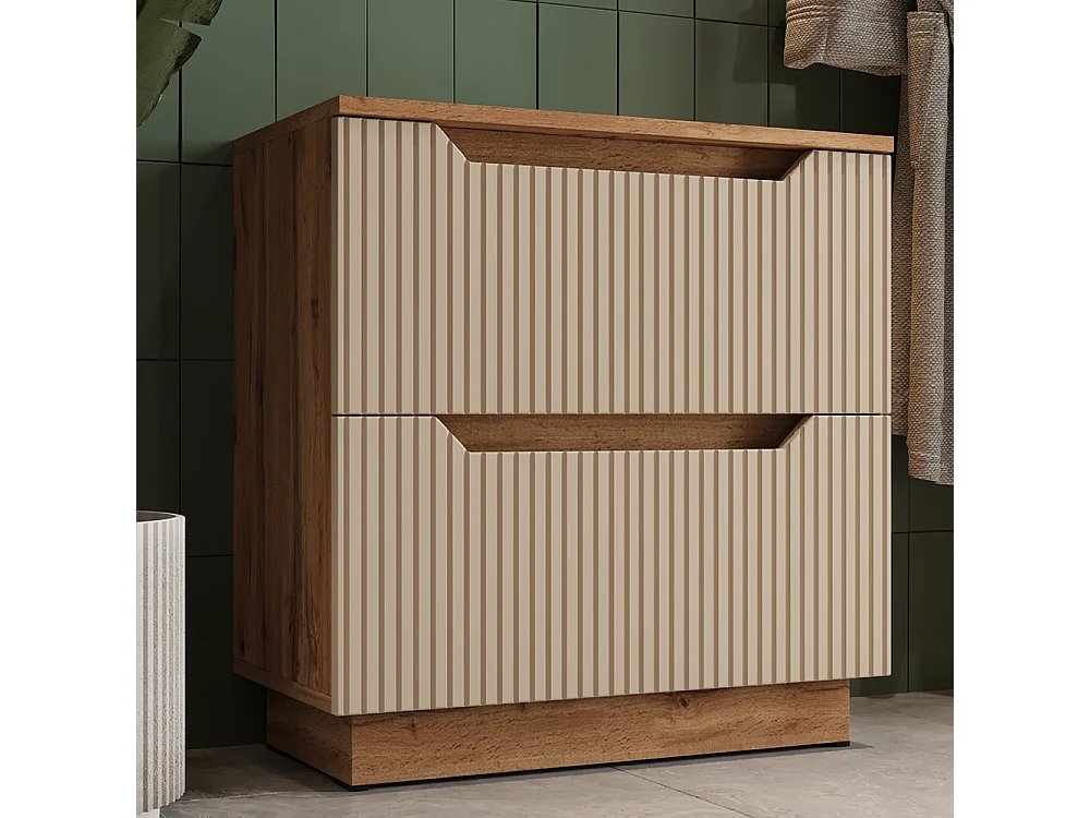 Meuble sous vasque simple chêne/cachemire rayé 59.8x32x62.5 lotta