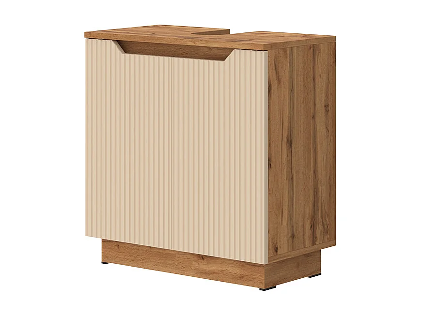 Meuble vasque simple chêne/cachemire rayé 59.8x32x62.1 lotta