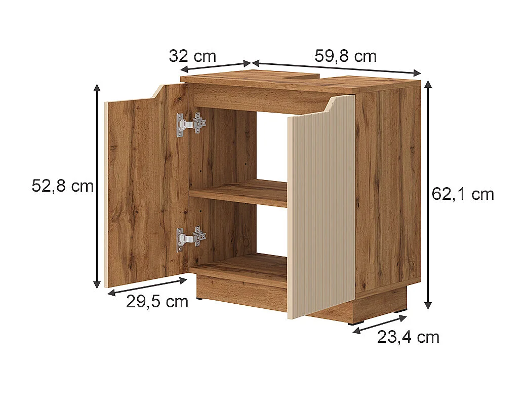Meuble vasque simple chêne/cachemire rayé 59.8x32x62.1 lotta