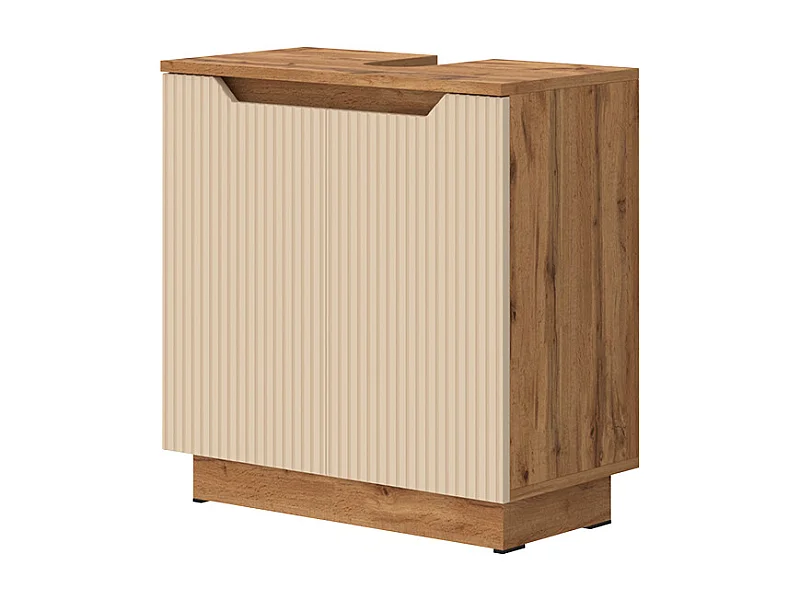 Meuble vasque simple chêne/cachemire rayé 59.8x32x62.1 lotta