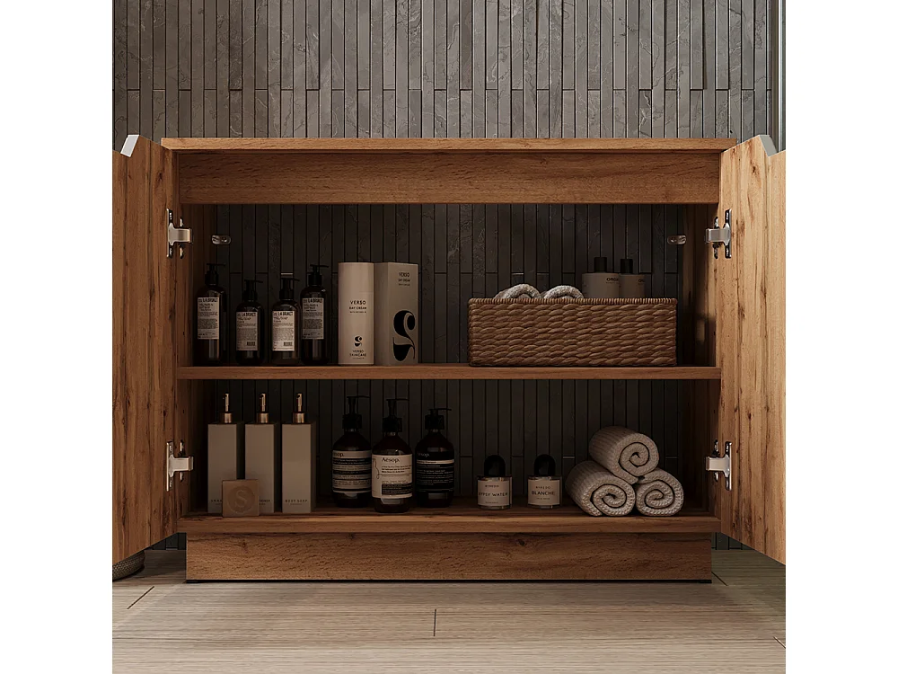 Mobile sottolavabo per bagno rovere/grigio con struttura in piastrelle 79.6x32x62.1 lotta