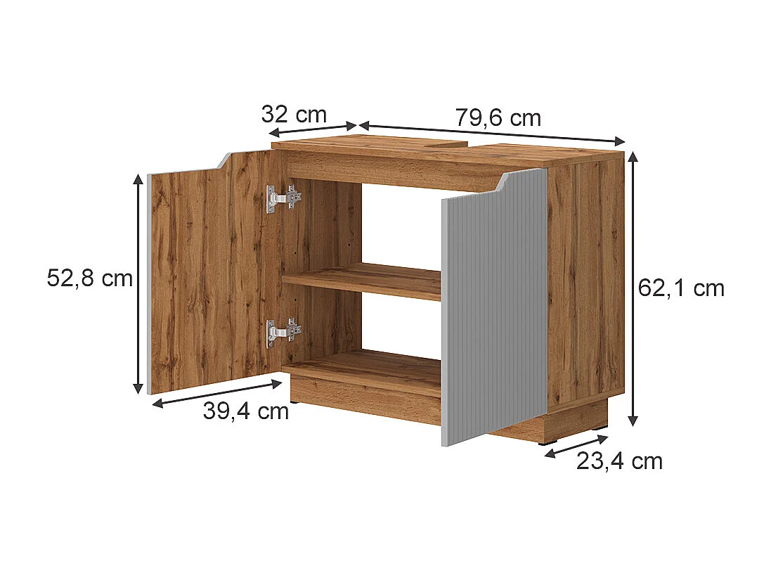 Mobile sottolavabo per bagno rovere/grigio a righe 79.6x32x62.1 lotta