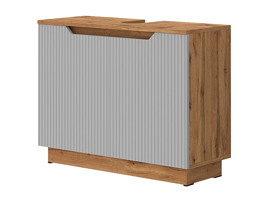 Meuble vasque simple chêne/gris rayé 79.6x32x62.1 lotta