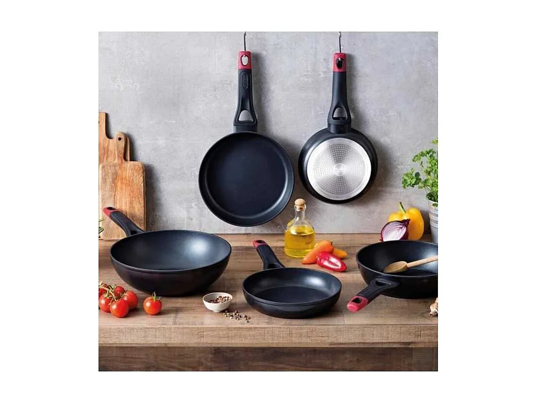 Sartén Óptima+ Pyrex aluminio forjado negro/rojo Ø26 cm