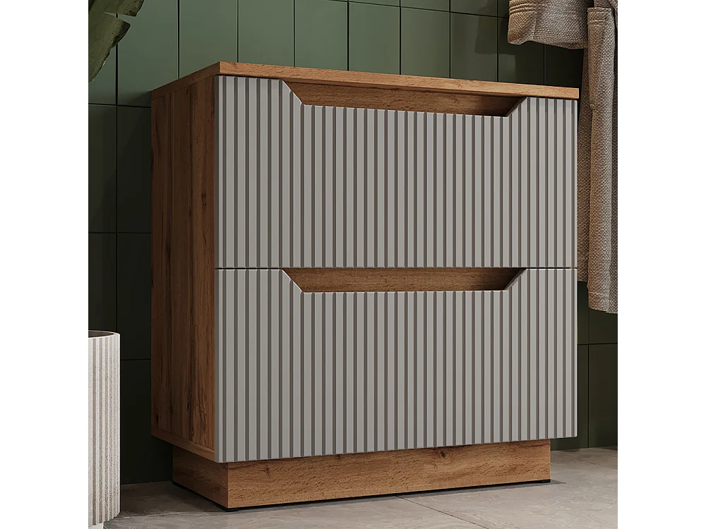 Meuble sous vasque simple chêne/gris rayé 59.8x32x62.5 lotta