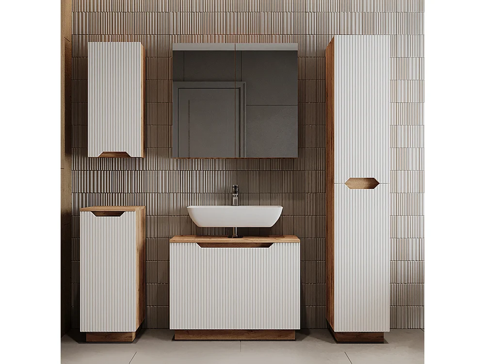 Mobile sottolavabo per bagno rovere/bianco a strisce 79.6x32x62.1 lotta
