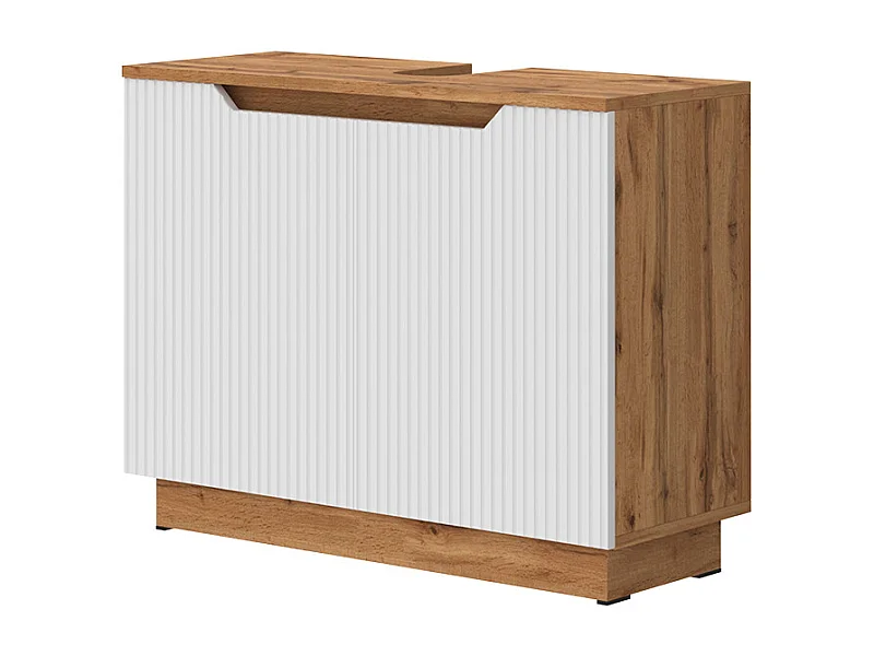 Mobile sottolavabo per bagno rovere/bianco a strisce 79.6x32x62.1 lotta