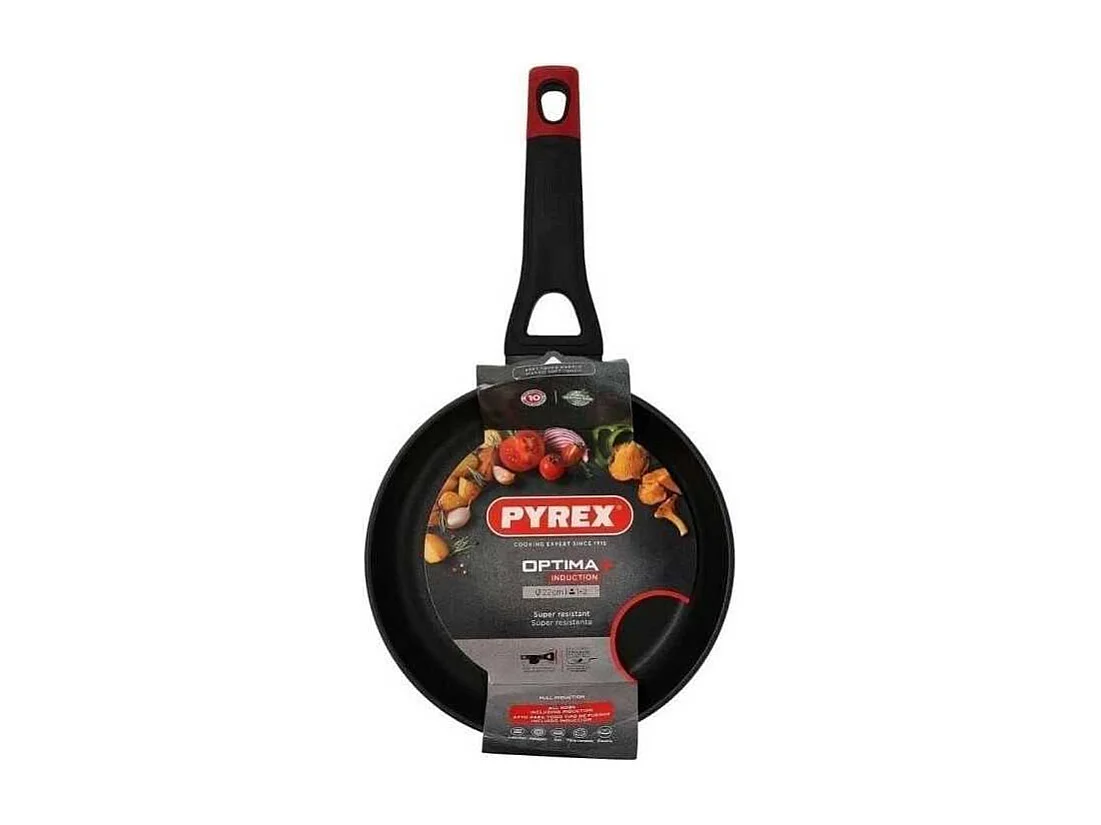 Sartén Óptima+ Pyrex aluminio forjado negro/rojo Ø22 cm
