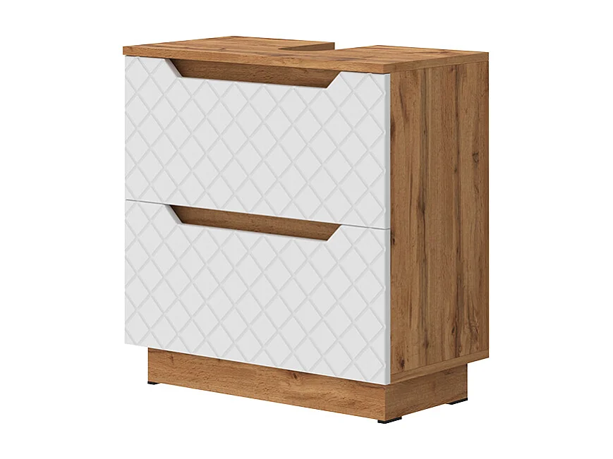 Mobile sottolavabo per bagno rovere/bianco con struttura in piastrelle 59.8x32x62.5 lotta