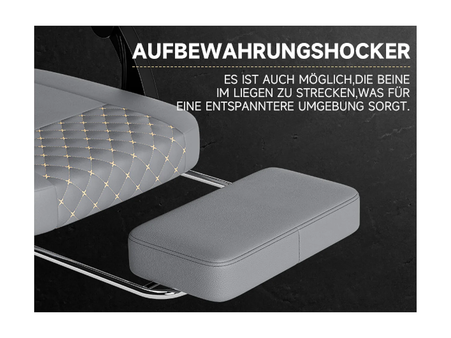 Silla de oficina con reclinación de 90/105/135° y reposapiés - Silla gaming de piel sintética - Gris