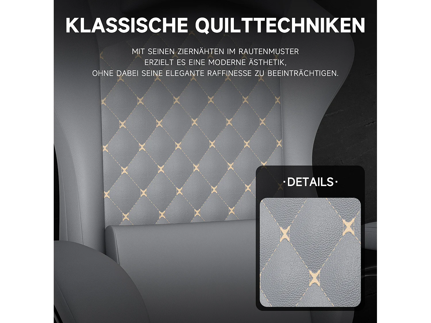 Silla de oficina con reclinación de 90/105/135° y reposapiés - Silla gaming de piel sintética - Gris