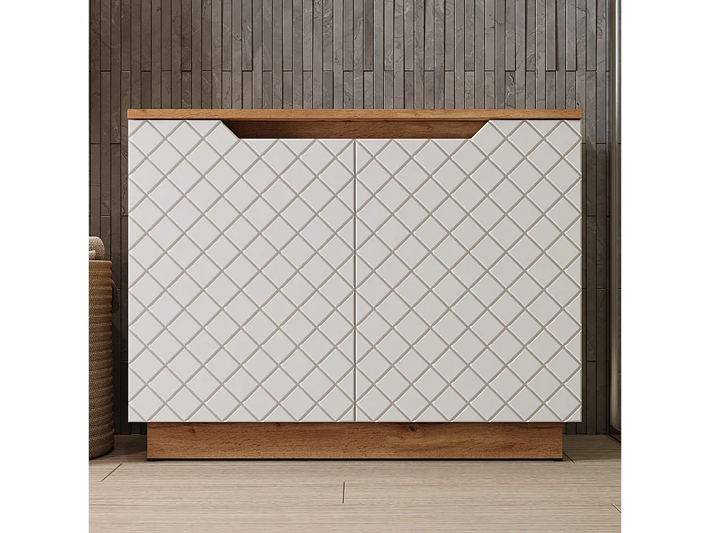 Mobile sottolavabo per bagno rovere/bianco con struttura in piastrelle 79.6x32x62.1 lotta