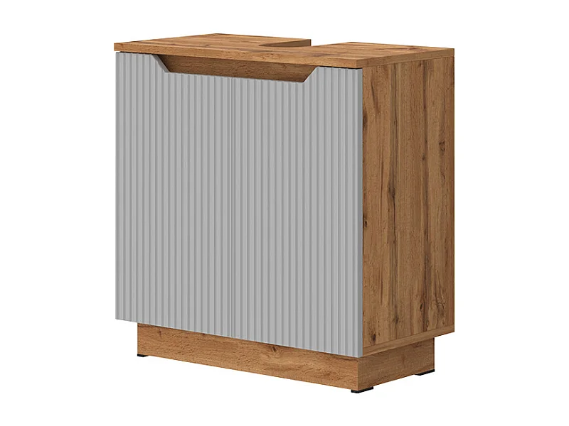Meuble vasque simple chêne/gris rayé 59.8x32x62.1 lotta
