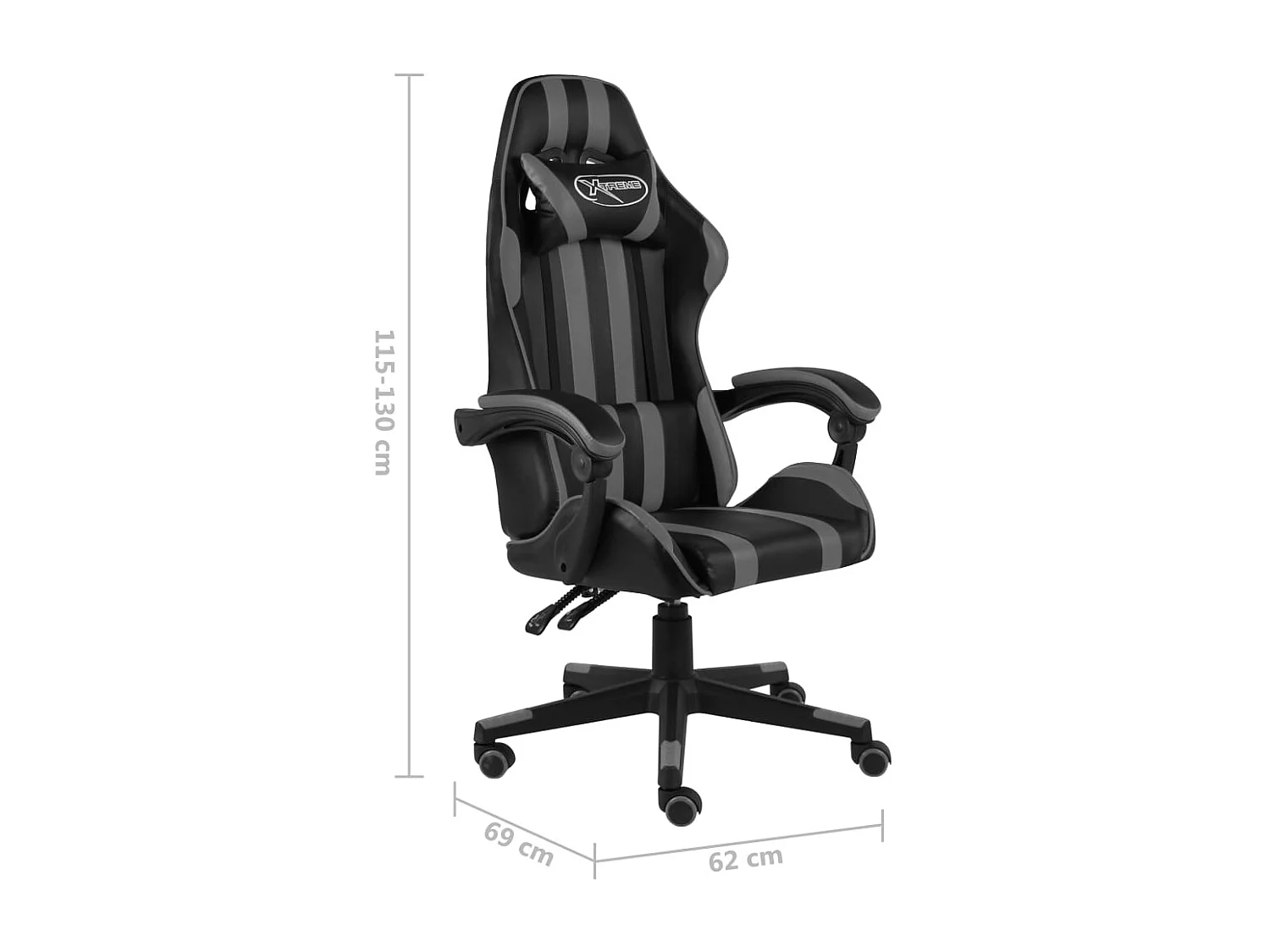Fauteuil de jeux vidéo Noir et gris Similicuir
