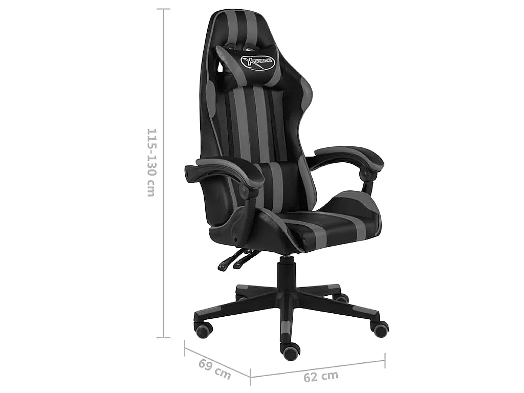 Fauteuil de jeux vidéo Noir et gris Similicuir