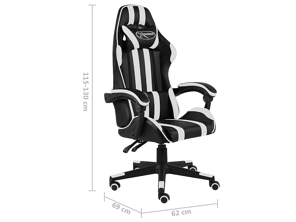 Fauteuil de jeux vidéo Noir et blanc Similicuir