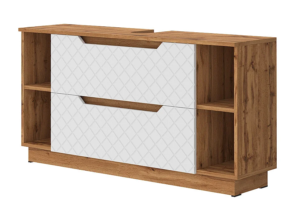 Meuble sous vasque simple chêne/blanc avec structure en carreaux 119.2x32x62.5 lotta